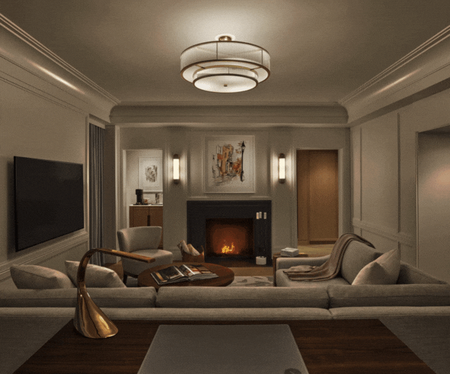 A fireplace suite at The Newbury Boston
