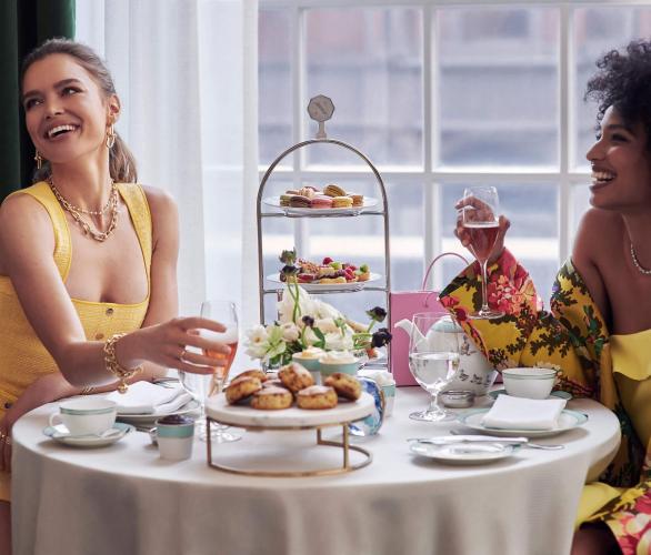 Two women enjoying tea at The Newbury