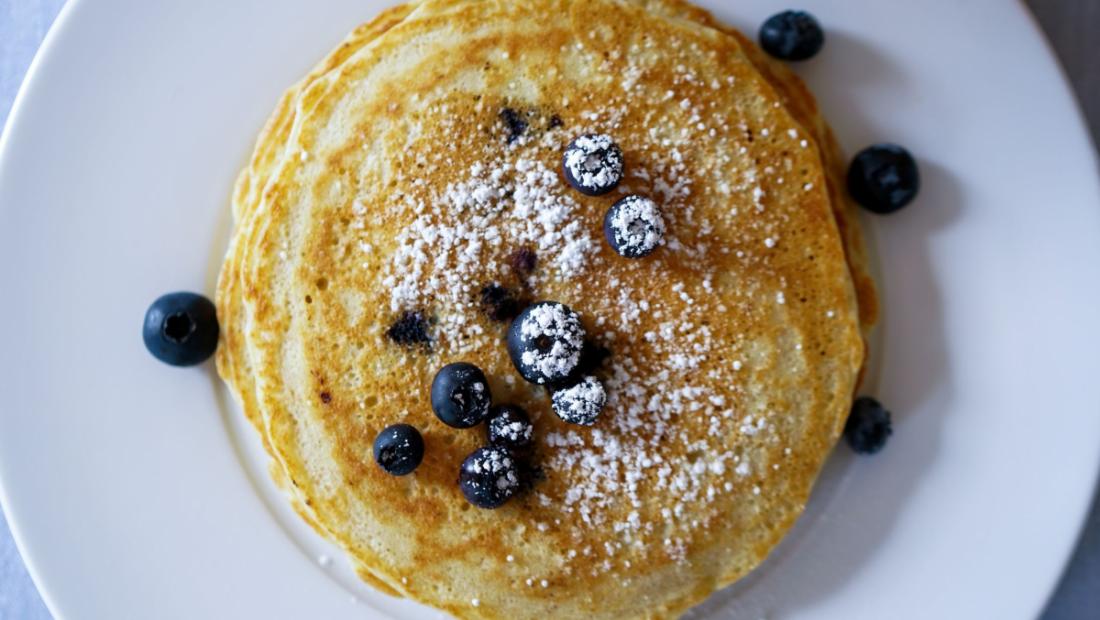 Blueberry Pancakes in-room dining at The Newbury Boston