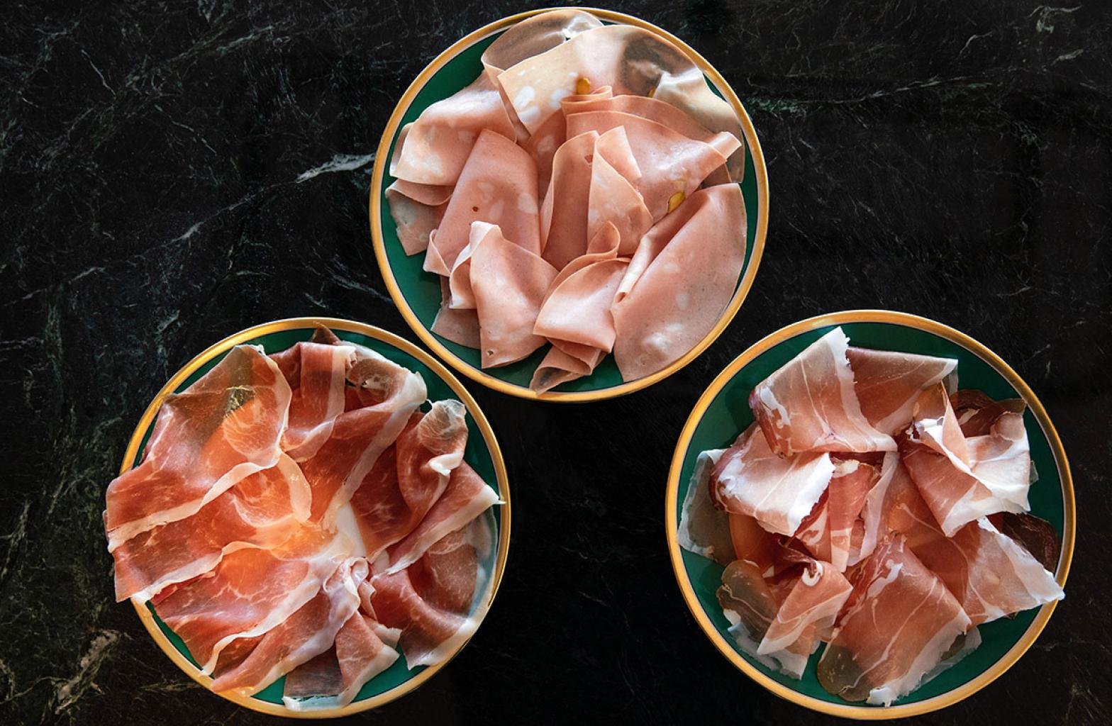 A plate of prosciutto and mortadella at The Contessa in The Newbury Boston