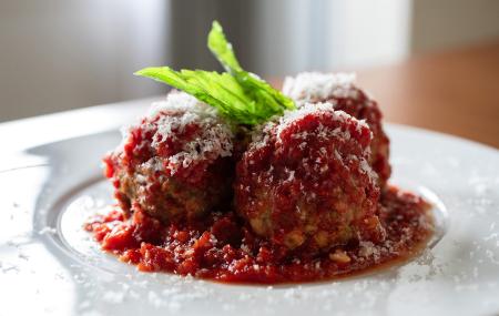 in-room dining meatballs, at The Newbury Boston