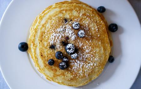 Blueberry Pancakes in-room dining at The Newbury Boston