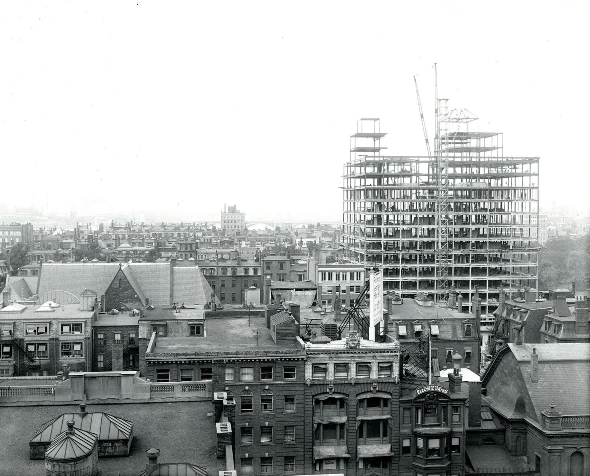Newbury Boston construction in black and white