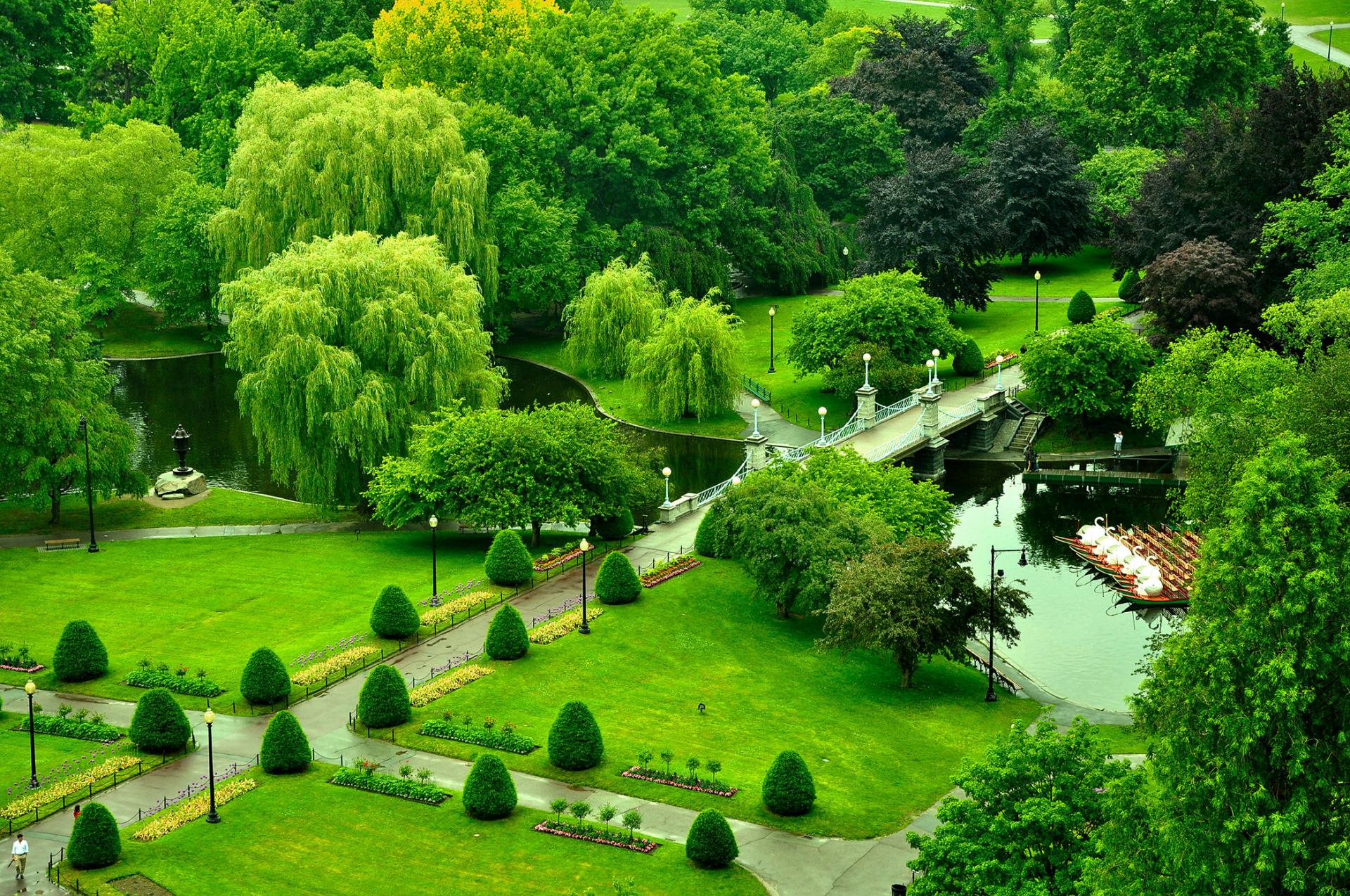 A view of the Boston Gardens from the Newbury Boston.