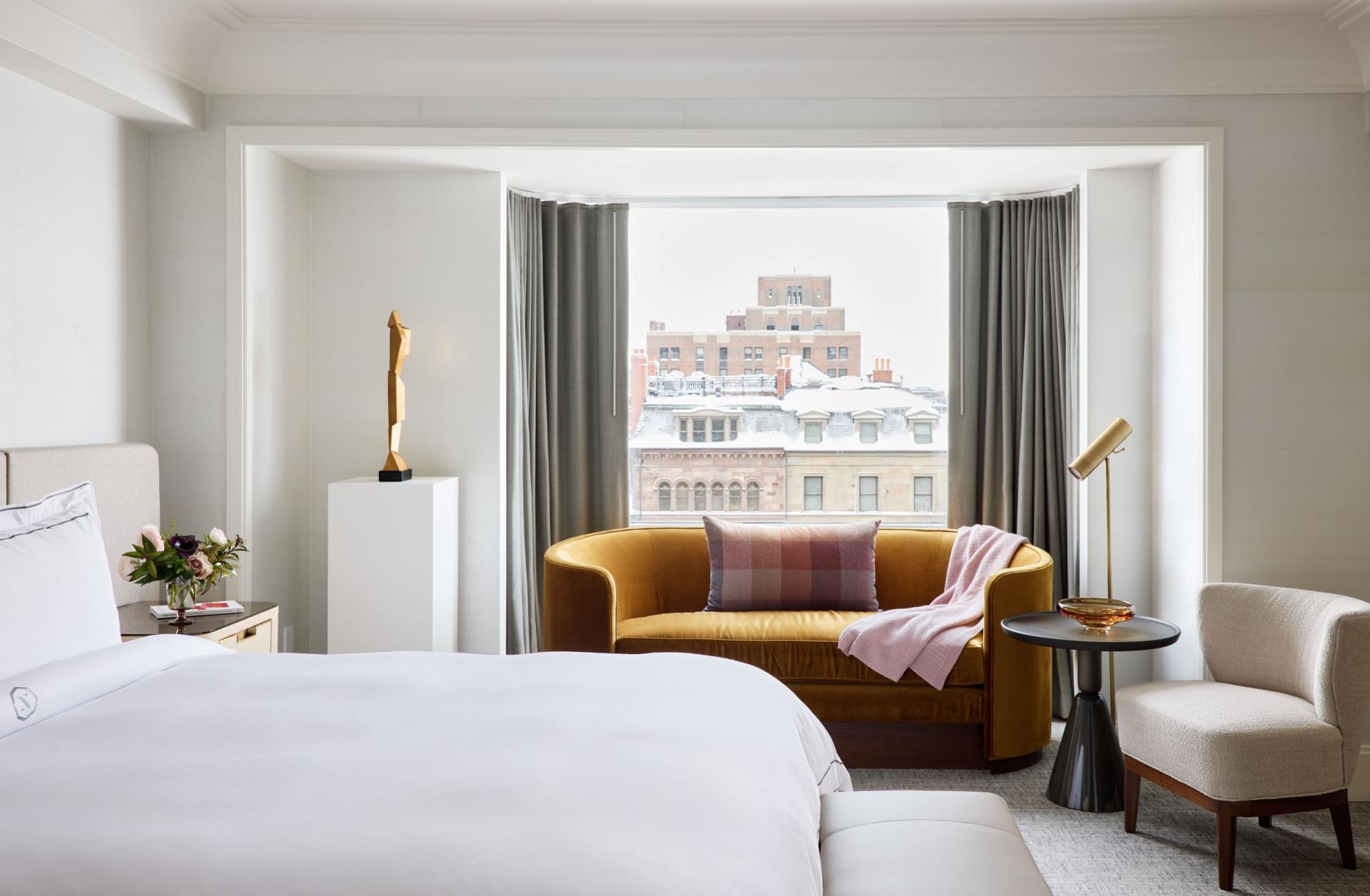 Suite with city views at The Newbury Boston