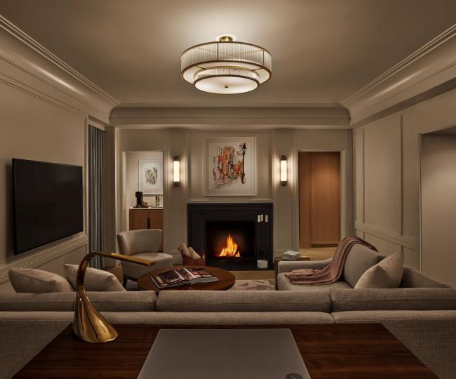 A fireplace suite at The Newbury Boston