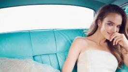 Bride in limo. Weddings at The Newbury Boston